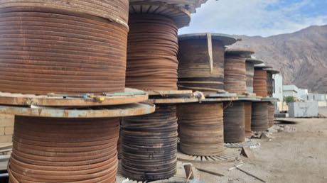 Cable drums in the yard